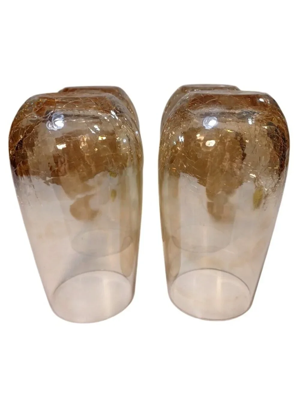 4 Pier 1 Reflections Crackled Amber Gold Glass Tumblers 16 Oz Vintage 6